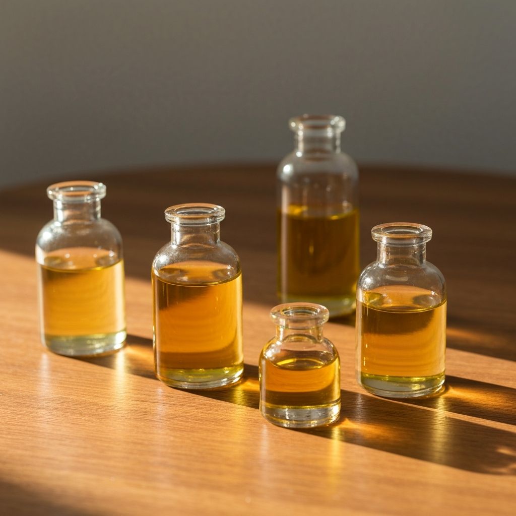 Glasflaschen mit natürlichen Pflanzenölen